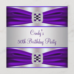 Convite Festa de 50 Anos da Mulher Diamante Roxo
