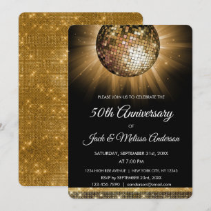 Convite Festa de 50 Anos de Casamento Bola de Discoteca Do