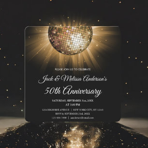 Convite Festa de 50 Anos de Casamento Bola de Discoteca Do