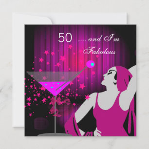 Convite Festa de 50 Anos de Idade Fabulosa 50 Diva Rosa Br
