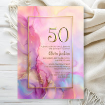 Festa de 50 Anos de Idade Rosa e Dourado