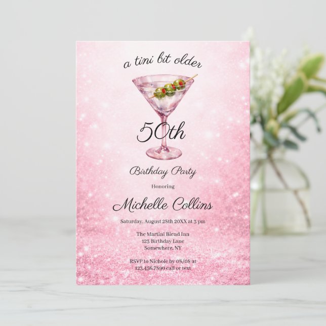 Convite Festa de 50 anos de mulheres um tiquinho mais velh (Em pé/Frente)