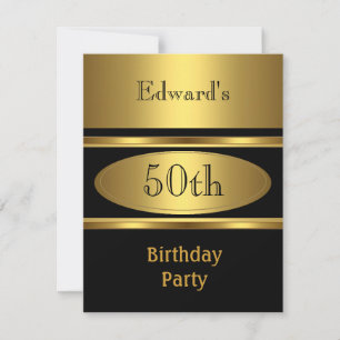 Convite Festa de 50 anos do homem dourado preto
