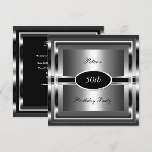 Convite Festa de 50 anos do homem Preto  Prata