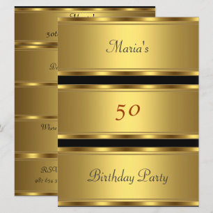 Convite Festa de 50 anos dourada Preto Dourado