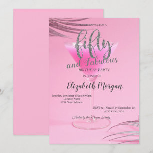 Convite Festa de 50 Anos Glitter Drips Rose Gold
