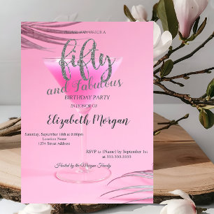 Convite Festa de 50 Anos Glitter Drips Rose Gold