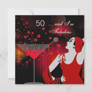 Convite Festa de 50 Anos Incrível Diva 50 Vermelho Branco