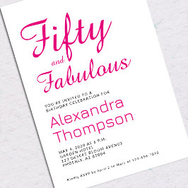 Convite Festa de 50 anos moderna e fabulosa em rosa