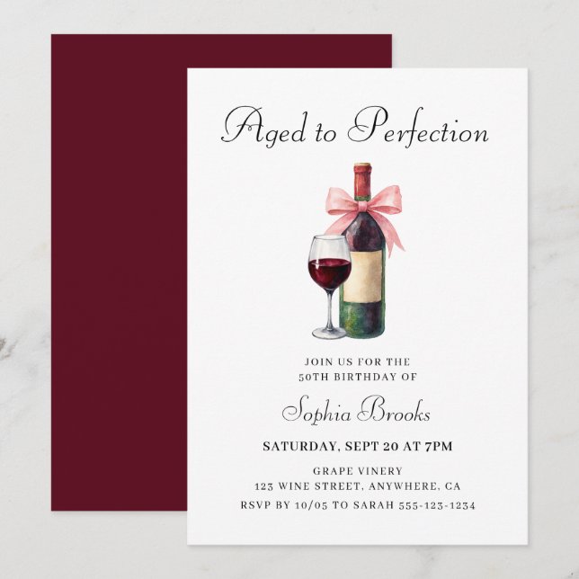 Convite Festa de 50 Anos Moderna e Perfeita (Frente/Verso)