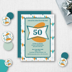 Convite Festa de 50 Anos Retro Meados do Século Qualquer I