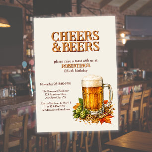 Convite Festa de 50 anos Rustic Men's Cheers and Beers