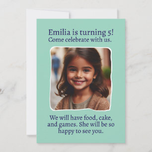 Convite Festa de 5 Anos com Foto Personalizada