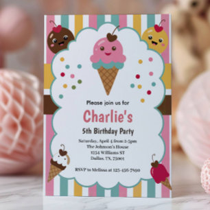 Convite Festa de 5 Anos da Cute Girls Ice Cream