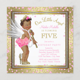 Convite Festa de 5 anos da Menina Anjo Étnica