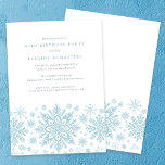 Convite Festa de 60 Anos Azul Floco de Neve de Inverno<br><div class="desc">Flocos de neve azul em aquarela muito elegantes criam uma bela borda ao longo da parte inferior deste convite de aniversário adulto. O design moderno e minimalista tem uma sensação aberta e arejada. A estética contemporânea irá agradar pessoas de todas as idades.</div>