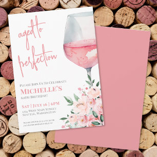 Convite Festa de 60 Anos com Vinho Floral