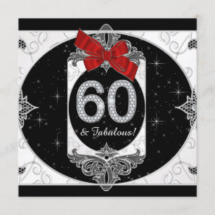 Convite Festa de 60 anos da mulher em vermelho e preto