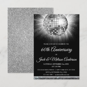 Convite Festa de 60 Anos de Casamento Bola de Discoteca Pr