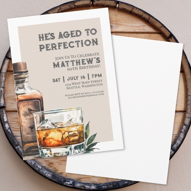 Convite Festa de 60 Anos dos Whiskey Men (Whiskey Men's 60th Birthday Party Invitation)