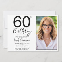 Festa de 60 Anos Minimalista Preto e Branco