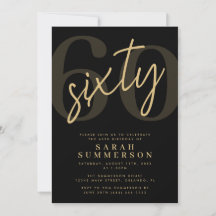 Festa de 60 Anos Modern Script Sixty Black Gold