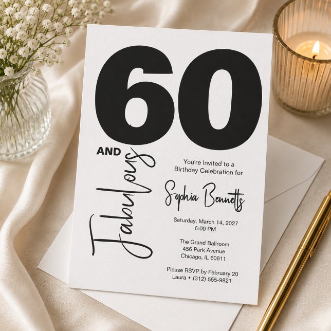 Convite Festa de 60 Anos Moderna e Fabulosa  (Criador carregado)