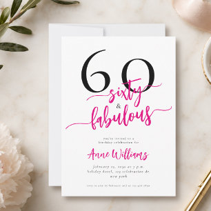 Convite Festa de 60 anos moderna e fabulosa em rosa