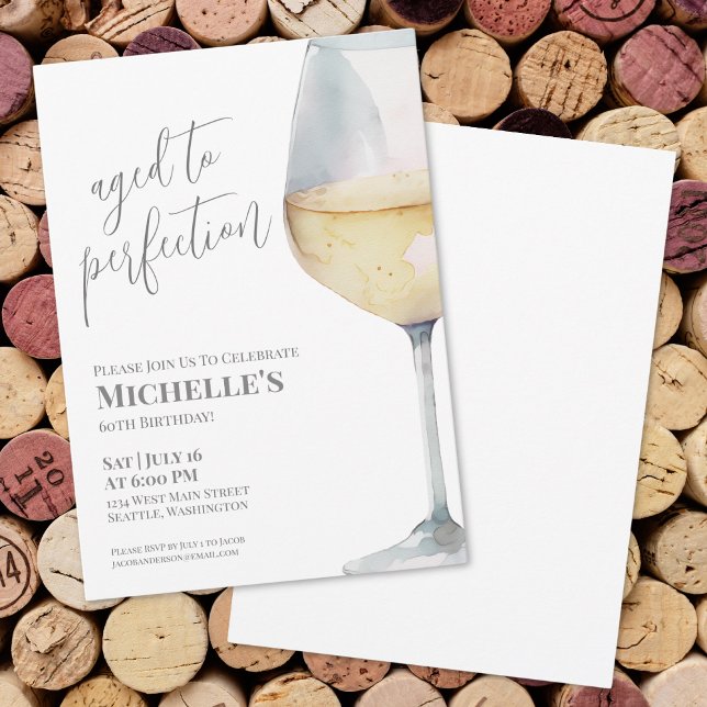 Convite Festa de 60 Anos Wine Simple Sixty (Wine Simple Sixty 60th Birthday Party Invitation)
