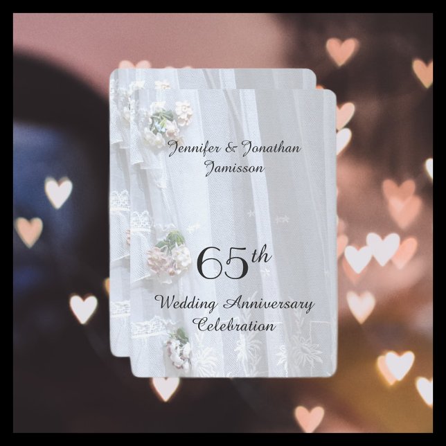 Convite Festa de 65º Aniversário de Casamento, Renda Vinta (Criador carregado)