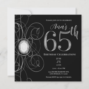 Convite Festa de 65 anos Black & Silver Diamond 65
