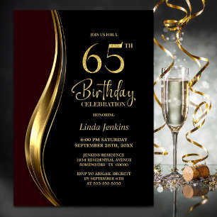 Convite Festa de 65 Anos da Black Gold Burgundy