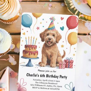 Convite Festa de 6 Anos do Cachorrinho de Crianças Fofas