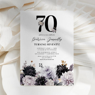 Convite Festa de 70 Anos com Elegantes Flores