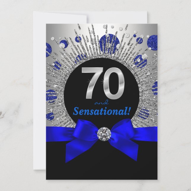 Convite Festa de 70 anos da Mulher Azul Real e Prata (Frente)