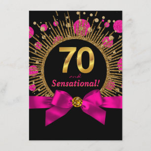 Convite Festa de 70 anos da Mulher Rosa e Dourado