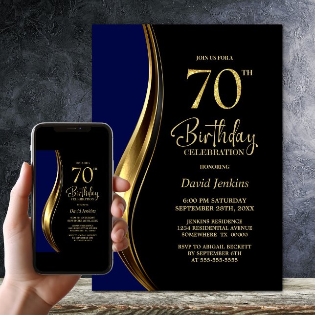 Convite Festa de 70 Anos do Black Gold Blue (Criador carregado)