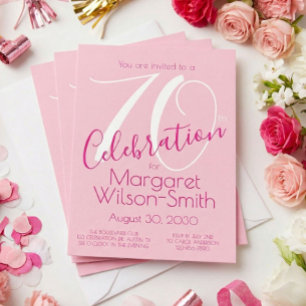 Convite Festa de 70 Anos Rosa Celebração 70