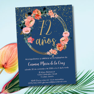Convite Festa de 72 anos de idade com Elegância Espanhola 