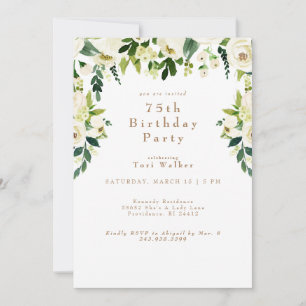 Convite Festa de 75 Anos em Floral Branco em Cascata