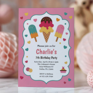 Convite Festa de 7 Anos de Cute Girls Ice Cream