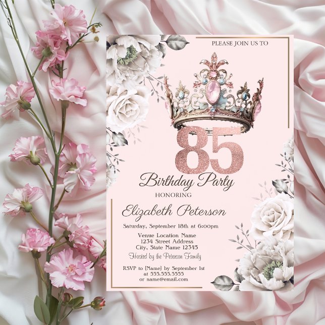 Convite Festa de 85 Anos da Princesa Coroa Floral (Criador carregado)