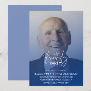 Convite Festa de 89 anos de homens azul marinho