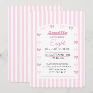 Convite Festa de 8 Anos da Coquete Sweet Pink Bow