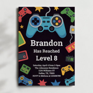 Convite Festa de 8 Anos dos Meninos Gamer Level Up
