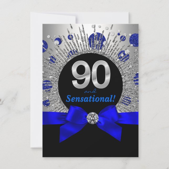Convite Festa de 90 anos da Mulher Azul Real e Prata (Frente)