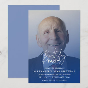 Convite Festa de 92 anos de homens azul marinho Foto