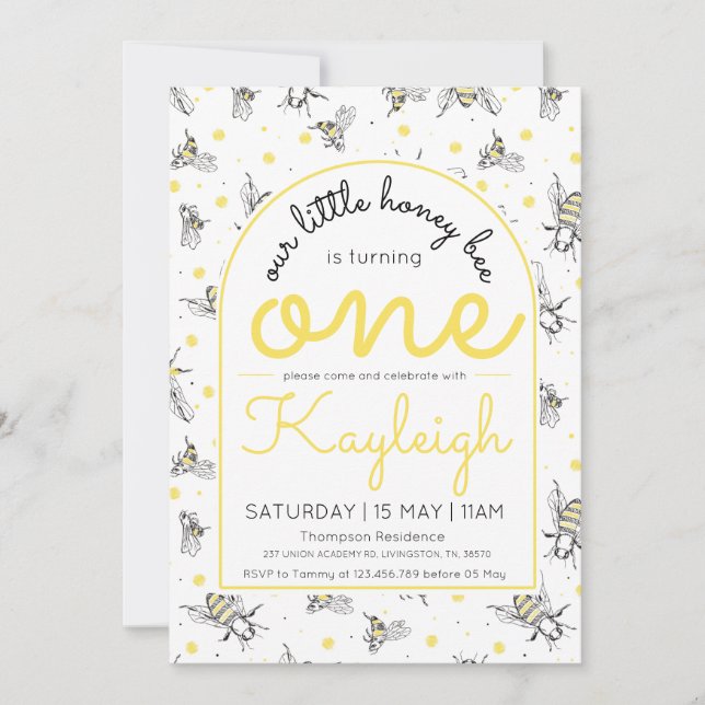 Convite Festa de Abelhas no primeiro aniversario de Abelha (Frente)