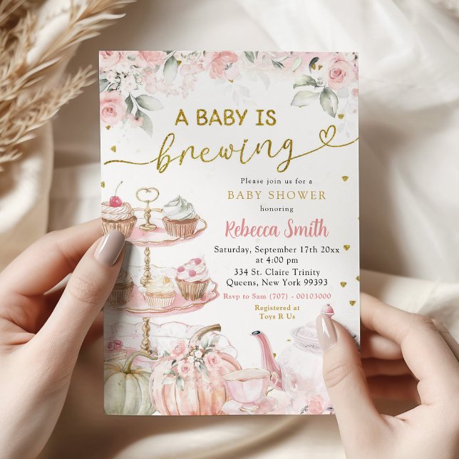 Convite Festa de Abóbora de Abóbora Bebê está criando Chá  (Criador carregado)