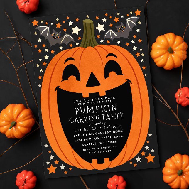 Convite Festa de Abóbora de Halloween com Decoração Antiga (Criador carregado)